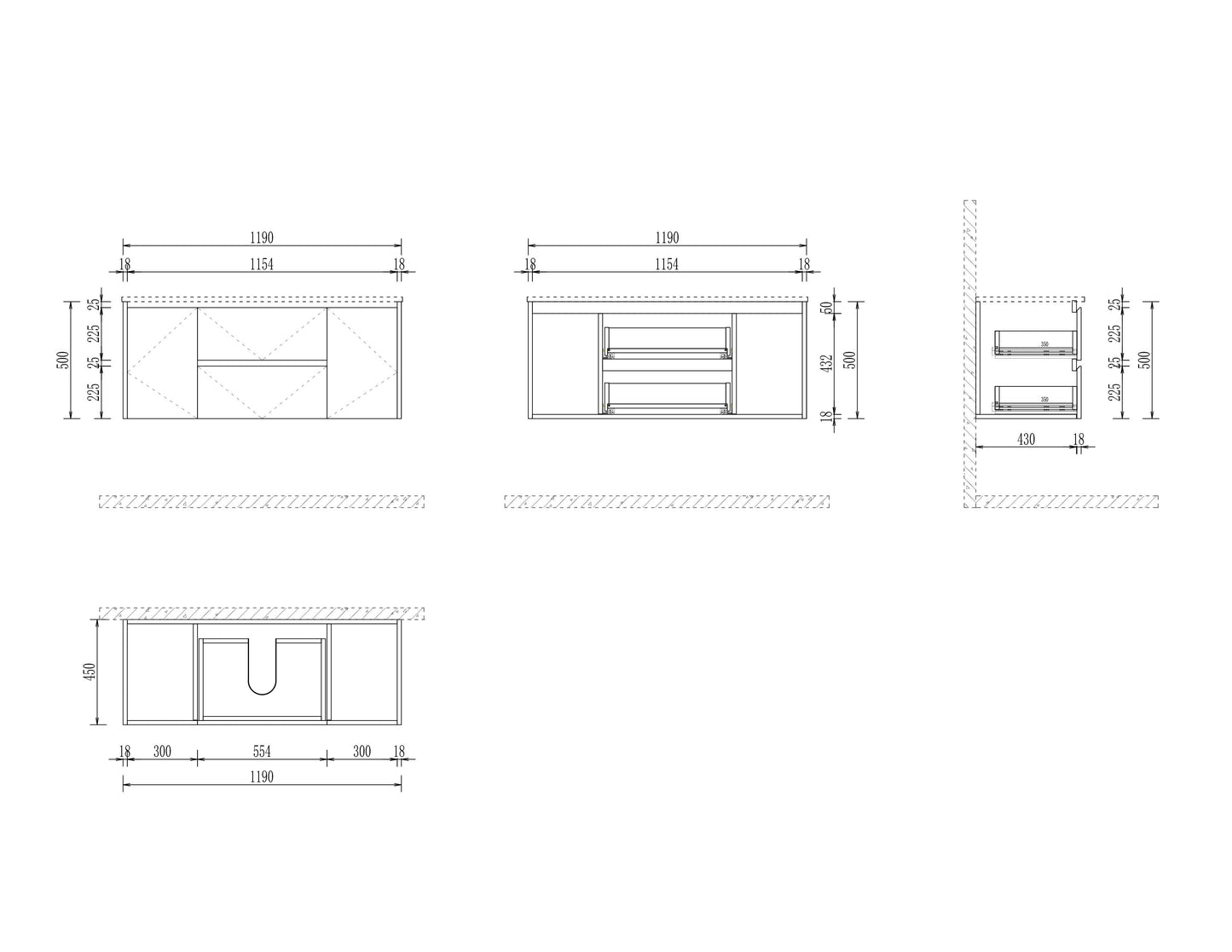 1200mm Single Sink Bathroom Vanities (Exclude Mirror Cabinet)