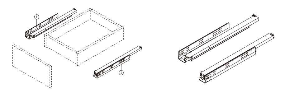 Hardis Drawer Base Cabinet Slides 500mm - 2pk